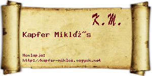 Kapfer Miklós névjegykártya